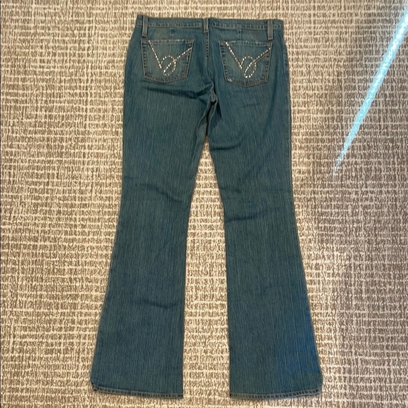 Bebe Blue Flare Wide Leg Jeans - Picture 4 of 5
